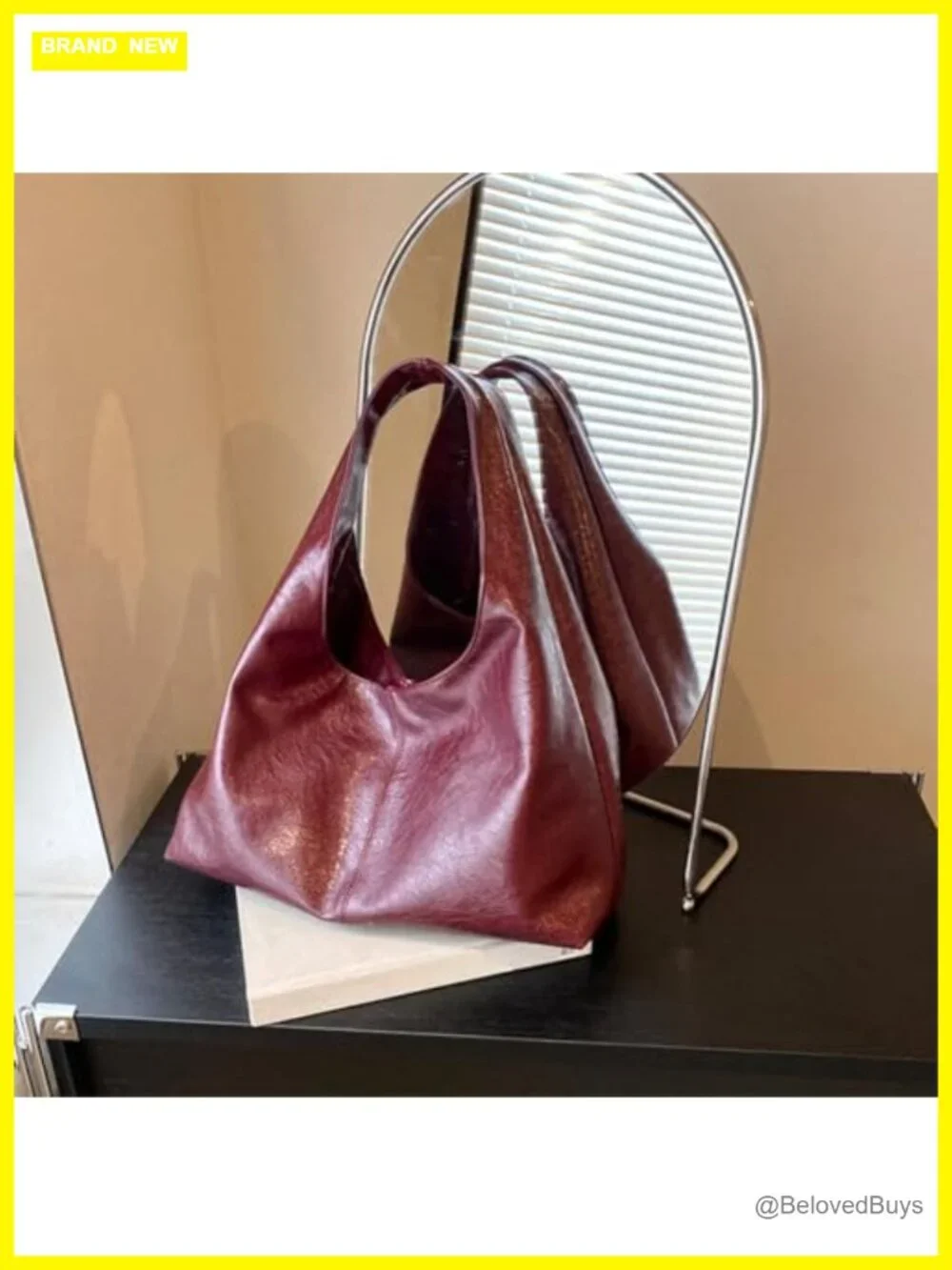 PU Leather Slouchy Hobo Shoulder Bag
